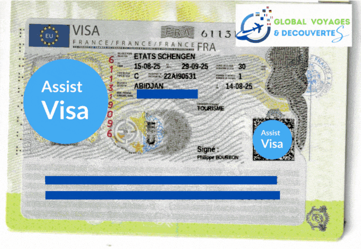 Exemple de visa approuvé obtenu via Global Voyages & Découvertes